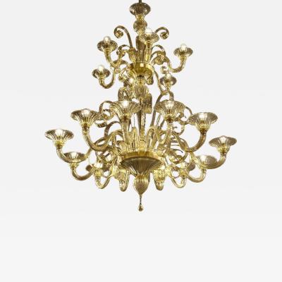 Contemporary Champagne Venetian Curls Murano Blown Chandelier