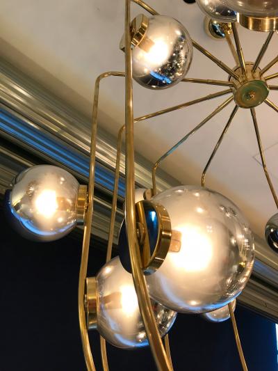 Contemporary Chandelier Brass Cage Italy