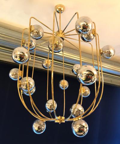Contemporary Chandelier Brass Cage Italy