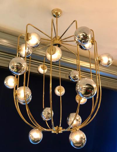 Contemporary Chandelier Brass Cage Italy
