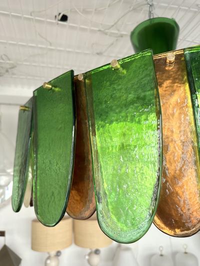 Contemporary Chandelier Brass and Murano Glass Blade Italy