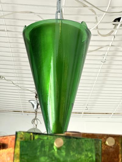 Contemporary Chandelier Brass and Murano Glass Blade Italy