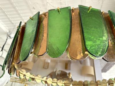 Contemporary Chandelier Brass and Murano Glass Blade Italy