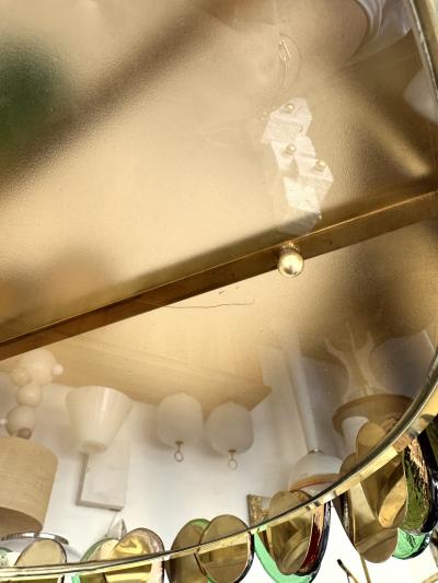 Contemporary Chandelier Brass and Murano Glass Blade Italy