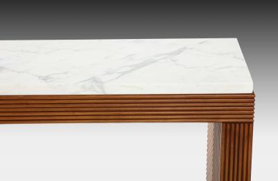 Contemporary Cherry Wood and Carrara Marble Console