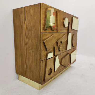 Contemporary Chest of Drawers Wood and Brass Italy Sold Individually