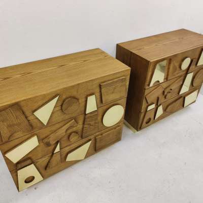 Contemporary Chest of Drawers Wood and Brass Italy Sold Individually