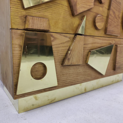 Contemporary Chest of Drawers Wood and Brass Italy Sold Individually