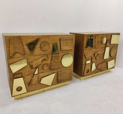 Contemporary Chest of Drawers Wood and Brass Italy Sold Individually