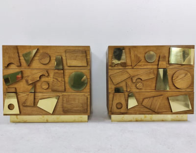 Contemporary Chest of Drawers Wood and Brass Italy Sold Individually