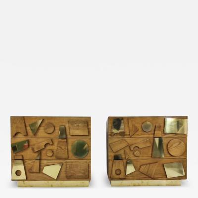 Contemporary Chest of Drawers Wood and Brass Italy Sold Individually