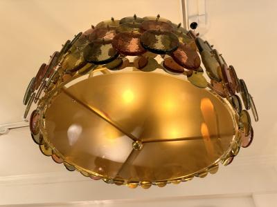 Contemporary Circle Candy Chandelier Brass and Murano Glass Italy