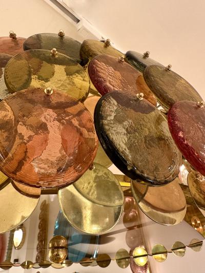 Contemporary Circle Candy Chandelier Brass and Murano Glass Italy