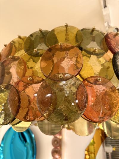 Contemporary Circle Candy Chandelier Brass and Murano Glass Italy