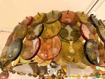 Contemporary Circle Candy Chandelier Brass and Murano Glass Italy