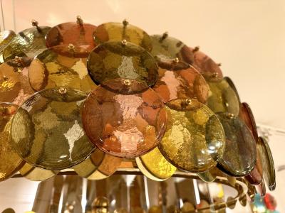 Contemporary Circle Candy Chandelier Brass and Murano Glass Italy