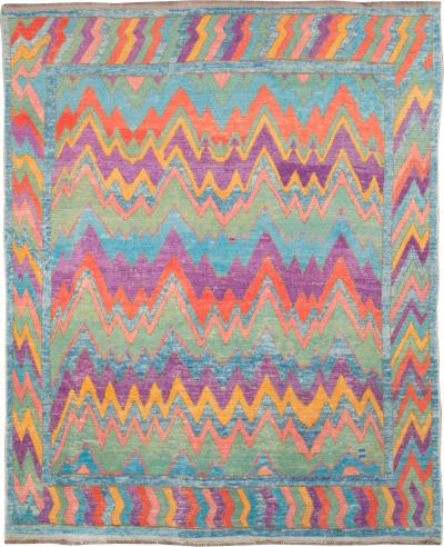 Contemporary Colorful Turkish Tulu Style Rug