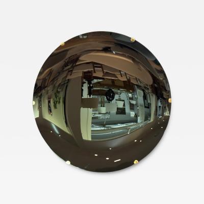 Contemporary Concave Glass Brass Black Modern Space Age Wall Mirror