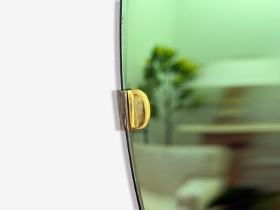 Contemporary Concave Glass Brass Vintage Green Modern Space Age Wall Mirror