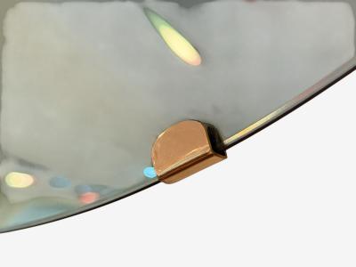 Contemporary Concave Glass Brass Vintage Green Modern Space Age Wall Mirror