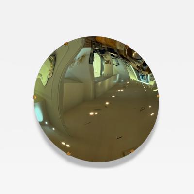 Contemporary Concave Glass Brass Vintage Green Modern Space Age Wall Mirror