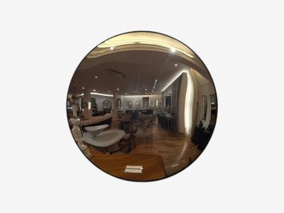 Contemporary Convex Glass Brass Silver Space Age Wall Mirror
