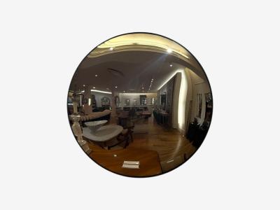 Contemporary Convex Glass Brass Silver Space Age Wall Mirror