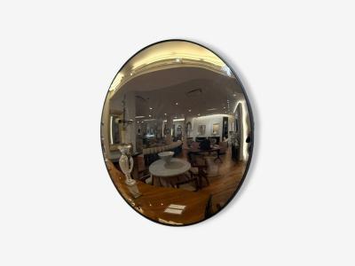 Contemporary Convex Glass Brass Silver Space Age Wall Mirror