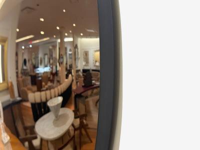 Contemporary Convex Glass Brass Silver Space Age Wall Mirror