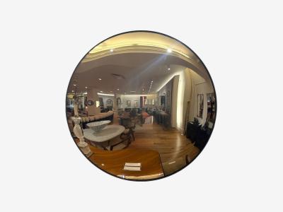 Contemporary Convex Glass Brass Silver Space Age Wall Mirror