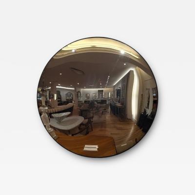 Contemporary Convex Glass Brass Silver Space Age Wall Mirror