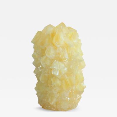 Contemporary Crystallized Vase in Yellow by Isaac Mont Netherlands