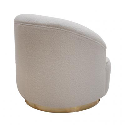 Contemporary Curved White Linen And Brass Italian Sofa