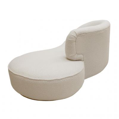 Contemporary Curved White Linen And Brass Italian Sofa