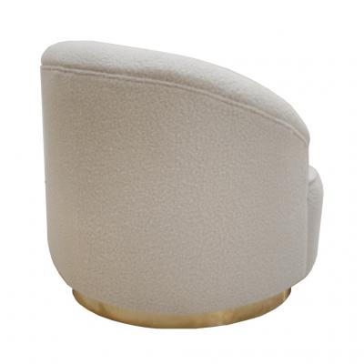 Contemporary Curved White Linen And Brass Italian Sofa