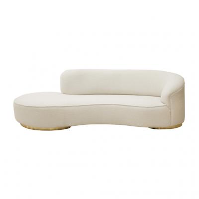 Contemporary Curved White Linen And Brass Italian Sofa