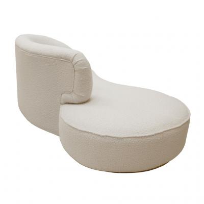 Contemporary Curved White Linen And Brass Italian Sofa