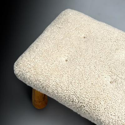 Contemporary Danish Mid Century Modern Style Small Benches Shearling Maple