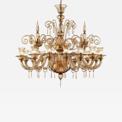 Contemporary Dark Amber Pagliesco Lively Curls Murano Glass Chandelier