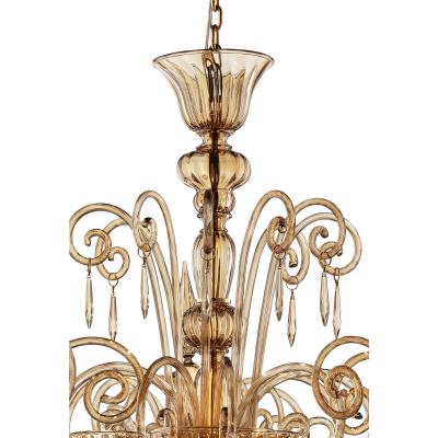 Contemporary Dark Amber Pagliesco Lively Curls Murano Glass Chandelier