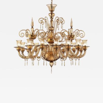 Contemporary Dark Amber Pagliesco Lively Curls Murano Glass Chandelier
