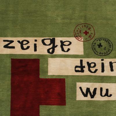 Contemporary David Delf n Green Hand Knotted Wool And Silk Rug Spain 2005