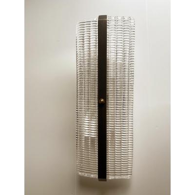 Contemporary Diamanted Rectangular Murano Glass Brunish Wall Sconces Set of 2
