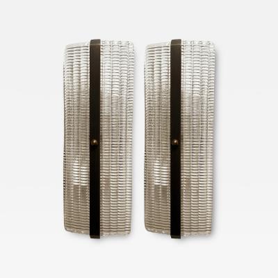 Contemporary Diamanted Rectangular Murano Glass Brunish Wall Sconces Set of 2