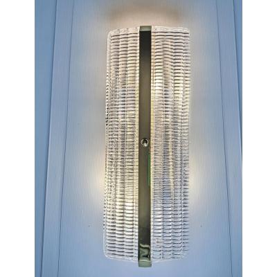 Contemporary Diamanted Rectangular Murano Glass Chromed Wall Sconces Set of 2