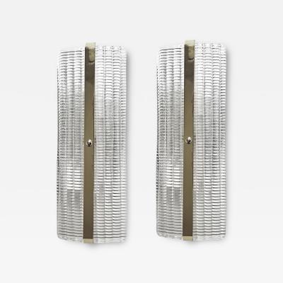 Contemporary Diamanted Rectangular Murano Glass Chromed Wall Sconces Set of 2