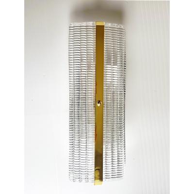 Contemporary Diamanted Rectangular Murano Glass Gold Wall Sconces Set of Two
