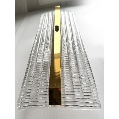 Contemporary Diamanted Rectangular Murano Glass Gold Wall Sconces Set of Two