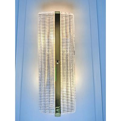 Contemporary Diamanted Rectangular Murano Glass Gold Wall Sconces Set of Two