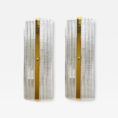 Contemporary Diamanted Rectangular Murano Glass Gold Wall Sconces Set of Two
